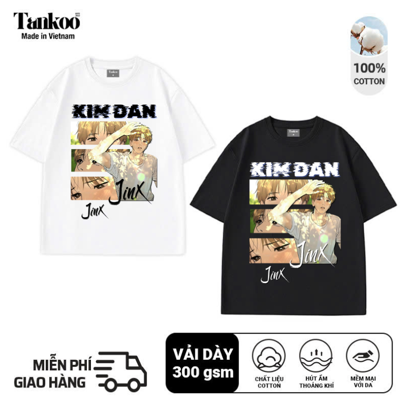TANKOO áo thun cotton co dán thoáng mát - áo phông tay ngắn cổ tròn in hình truyện JINX KIM DAN