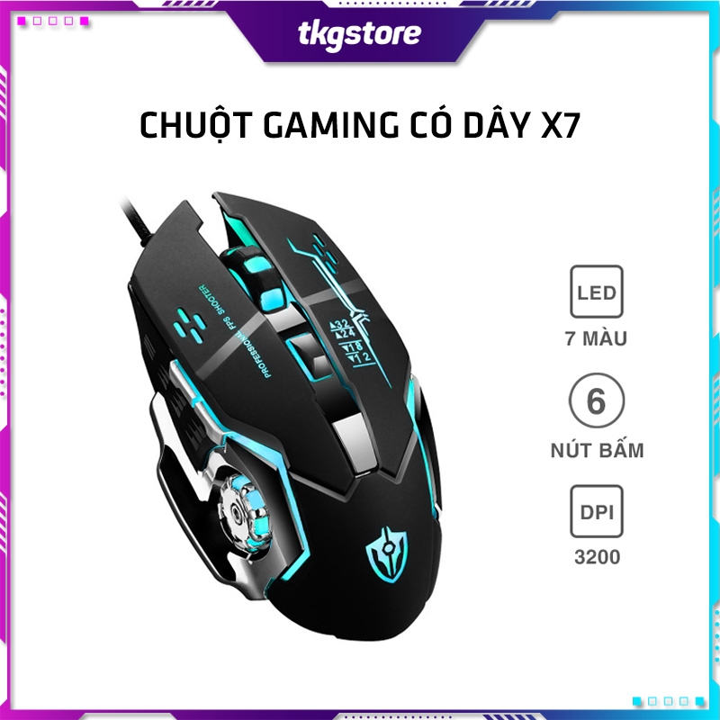 Chuột chơi game X7 | LED 7 màu, DPI 3200 chơi game cực nhạy và bền