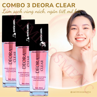 COMBO 3 Lọ Xịt Khử Mùi DEORA CLEAR Quyên Lara 40ml, Khử Mùi Hôi Nách, Ngăn Tiết Mồ Hôi