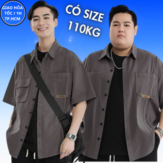 Áo sơ mi nam big size LẠC LẠC OFFICIAL , sơ mi nam kaki tay ngắn form rộng , có size 100kg
