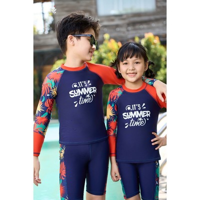 Đồ bơi trẻ em BIKINI PASSPORT kiểu Đồ bơi Unisex cho bé dạng quần lửng, áo có tay - màu Cam Họa tiết - KD046_OR