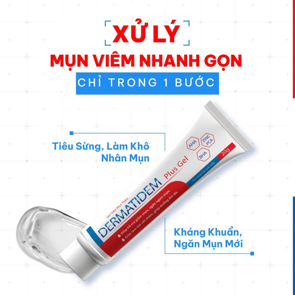 Gel Chấm Giảm Mụn Nhanh Trong 7 Ngày DERMATIDEM PLUS 20g Giúp Giảm Viêm Mờ Thâm Mụn Gel Mụn | BigBuy360 - bigbuy360.vn