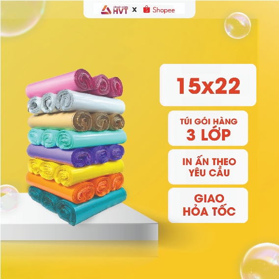 Túi Gói Hàng Niêm Phong NHUAHVT Size 15*22cm Đóng Hàng Chuyển Phát Nhanh Cuộn 100 Túi