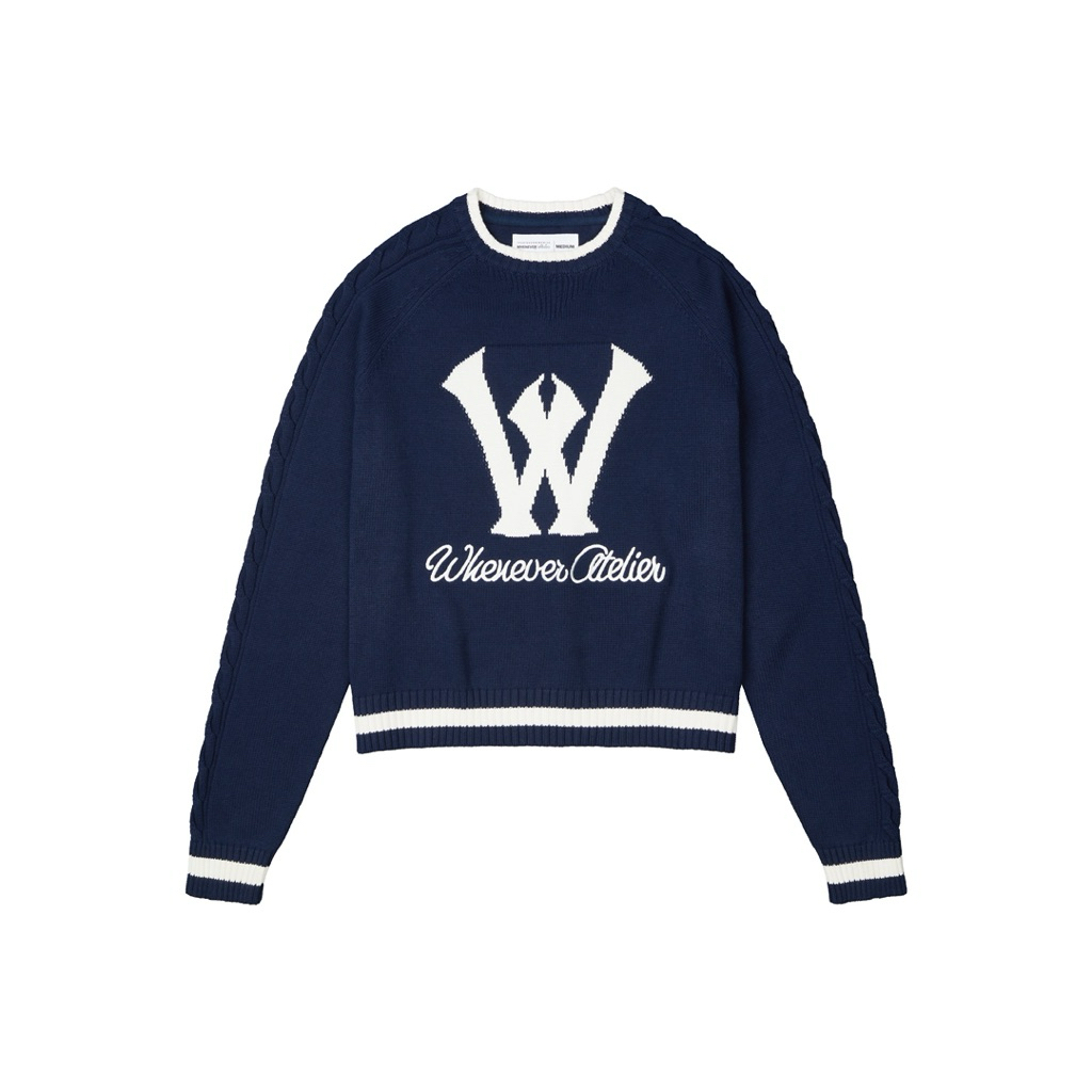 “WHENEVER” Áo Khoác Len - KNIT SWEATER / NAVY