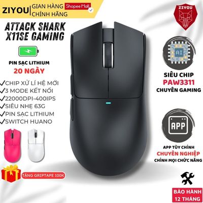 Chuột Không Dây Bluetooth Gaming Ziyou Attack Shark X11SE Chip PAW3311 22000DPI 1000Hz App Macro