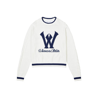 “WHENEVER” Áo Khoác Len -  KNIT SWEATER / WHITE