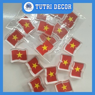  Charm cờ Việt Nam hai lỗ dọc  combo 10 charm làm vòng tay hình cờ Việt Nam  