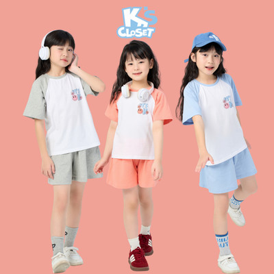 Bộ Quần Áo Cộc Tay K'S CLOSET Chất Liệu Cotton Dành Cho Bé Gái Từ 10-55kg (2-14 Tuổi) KT262FOS, KT012FIS
