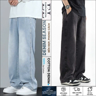 Quần jean wash nam suông rộng TW01 màu đen Wash xám Smoke dáng baggy phong cách hàn quốc 2025-ELMEN