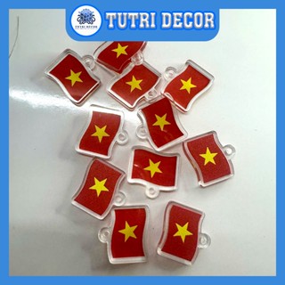 Charm cờ Việt Nam 1 lỗ trên, (combo 5 charm làm vòng tay hình cờ Việt Nam)