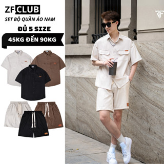 Bộ Quần Áo Nam Sơ Mi Tay Ngắn Quần Short ZONEF CLUB, Vải Kaki Thoáng Mát Phong Cách Hàn Quốc (BD)