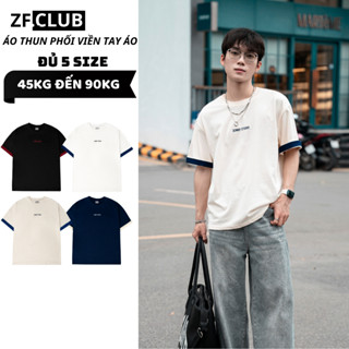 Áo Thun Phối Viền Tay Áo ZONEF CLUB Chất Liệu Cotton 250gsm Thoáng Mát, Áo Phông Nam Nữ Hàn Quốc ATM