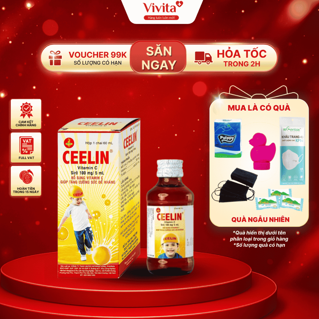 [CHÍNH HÃNG] Siro Ceelin - Vitamin C tăng đề kháng cho trẻ - 120ML