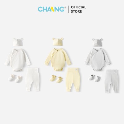 [CHAANG 0-3M] Set bodychip 4 chi tiết Newbie tích hợp bao tay cho bé sơ sinh SS25