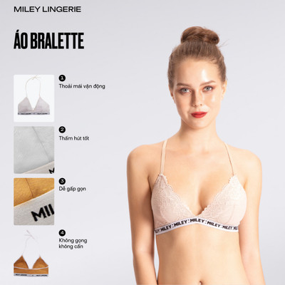 Áo Ngực Ren bralette Không Gọng Miley Lingerie Sporty Sexy