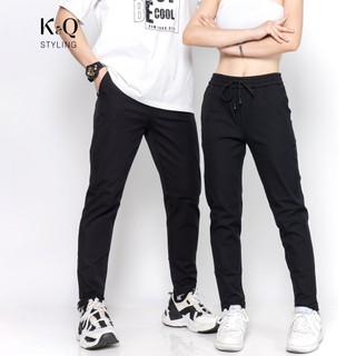  Quần kaki nam nữ ống suông form ôm vừa KQSTYLING kaki co giãn cao cấp đen 