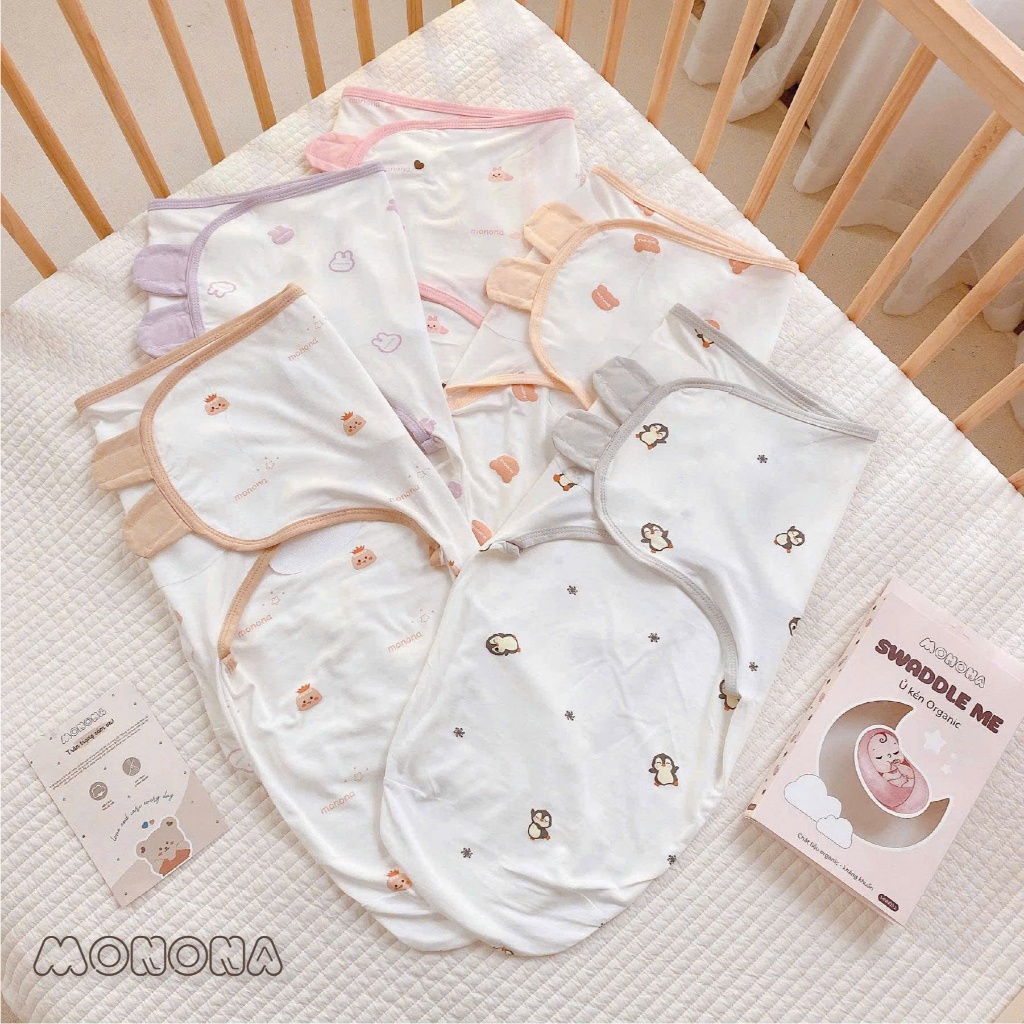 Ủ Kén Tai Gấu Cho Bé Monona Chất Liệu Sợi Petit/Cotton Organic Giúp Bé Ngủ Ngon Không Giật Mình