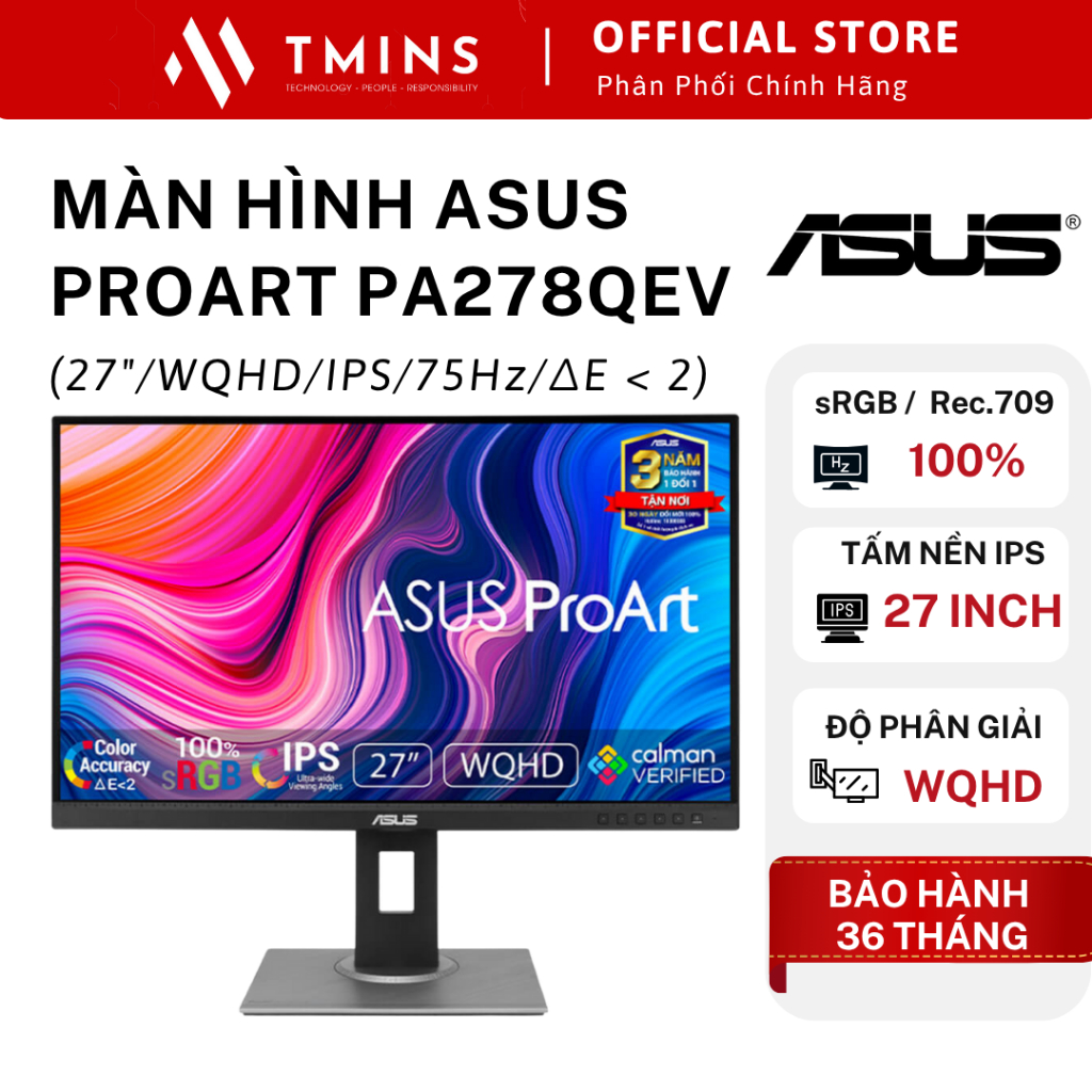Màn hình đồ họa Asus ProArt PA278QEV (27.0Inch/ 2K/ 5ms/ 75HZ/ 350cd/m2/ IPS) - Hàng chính hãng
