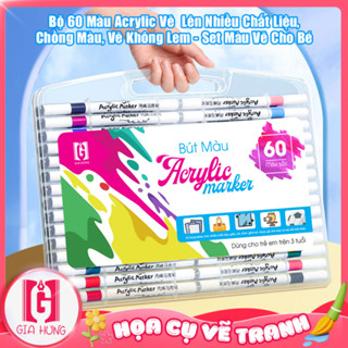 Bộ 120 Bút Màu Acrylic 12/24/48/60/80/100/120 Màu Vẽ Lên Nhiều Chất Liệu Chồng Màu Vẽ Không Lem - Set Bút Màu Gia Hưng