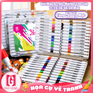 Hộp Bút Màu Vẽ 120 Màu Acrylic Marker Gia Hưng Màu Cao Cấp Không Lem Màu Sắc Tươi Sáng - Bút Lông Màu Vẽ [Gia Hưng]