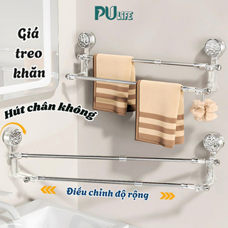 Giá Treo Khăn Nhà Tắm 2 Tầng Hút Chân Không, Giá Treo Nhà Tắm - Không Khoan Đục - Điều Chỉnh Độ Dài