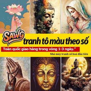  HCM-chuyển nhanh1-3 ngày-Sawg-căng khung tranh phật a di đà-tranh số hoá phật giáo -tranh tô màu theo số- 
