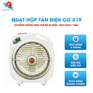 Quạt hộp, quạt để giường tản điện cơ X19 3 tốc độ quay, chế độ đổ tự ngắt lõi dây đồng thông minh