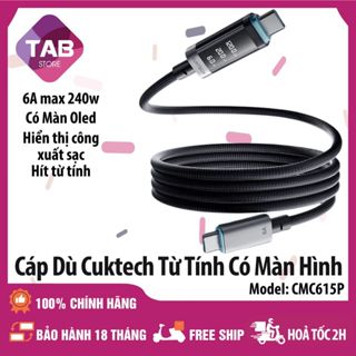 Cáp Dù Cuktech Hít Từ Tính C To C 6A 240w Hỗ Trợ Mi Turbro Có Màn Hình CMC615P - Bảo Hành 18 Tháng