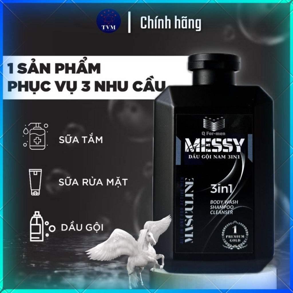 Dầu Gội & Tắm Nam 3IN1 Qdg hương thơm nam tính mạnh mẽ 380 ML