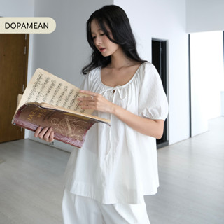 Trúc Top | Dopamean | Áo form rộng babydoll cổ cột nơ tay phồng