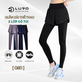 Quần dài tập gym nữ 2 lớp có túi Luro Q9D, kiểu quần short legging nữ tập yoga, zumba, leo núi