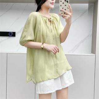 ÁO TAY BỒNG CỔ THẮT DÂY NƠ