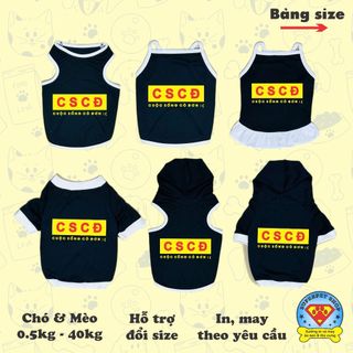 ÁO THÚ CƯNG IN CHỮ CUỘC SỐNG CÔ ĐƠN CSCD ĐEN XINH