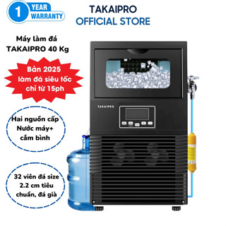 Máy làm đá viên TAKAIPRO HZB-40 công suất 40Kg/ngày - tặng kèm lõi lọc nước-Phiên bản 2025- bàn phím tiếng anh