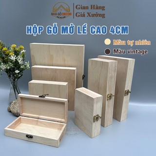    GIÁ XƯỞNG   Hộp Gỗ Có Khóa Sang Trọng Cao 4cm Nhiều Kích Thước NHAGODECOR. Phù Hợp Làm Hộp Gỗ Đựng Đồ Trang Sức 