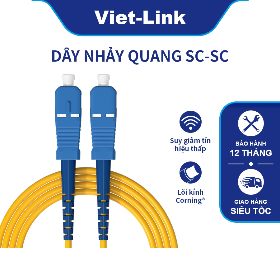 Dây nhảy quang đơn SC-SC VIET-LINK 8L83 SM G652D 9/125 UPC Simplex OD 3.0mm PVC | BH 12 tháng