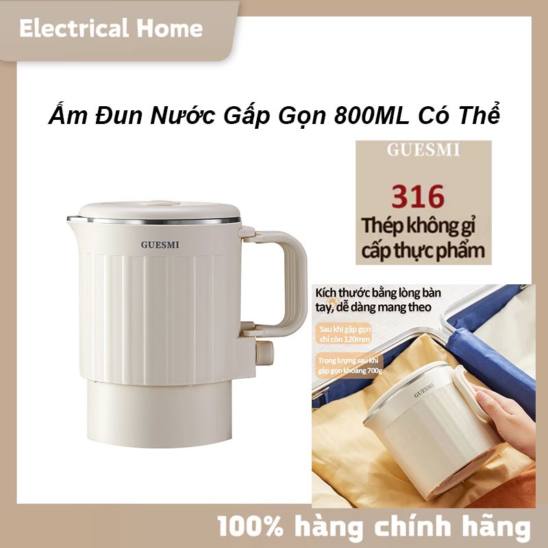 Ấm đun nước siêu tốc mini gấp gọn