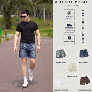 Quần Short Jean Nam Deep Blue Short Jeans Form Trên Gối WN PRIME | Quần Đùi Nam Màu Xanh Đậm Retro Có BigSize