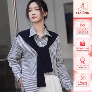 [Tặng kèm khăn] Áo sơ mi nữ kẻ kèm KHĂN, Áo sơ mi ulzzang unisex phong cách Hàn Quốc chất mềm mịn FORM RỘNG Mã SM04