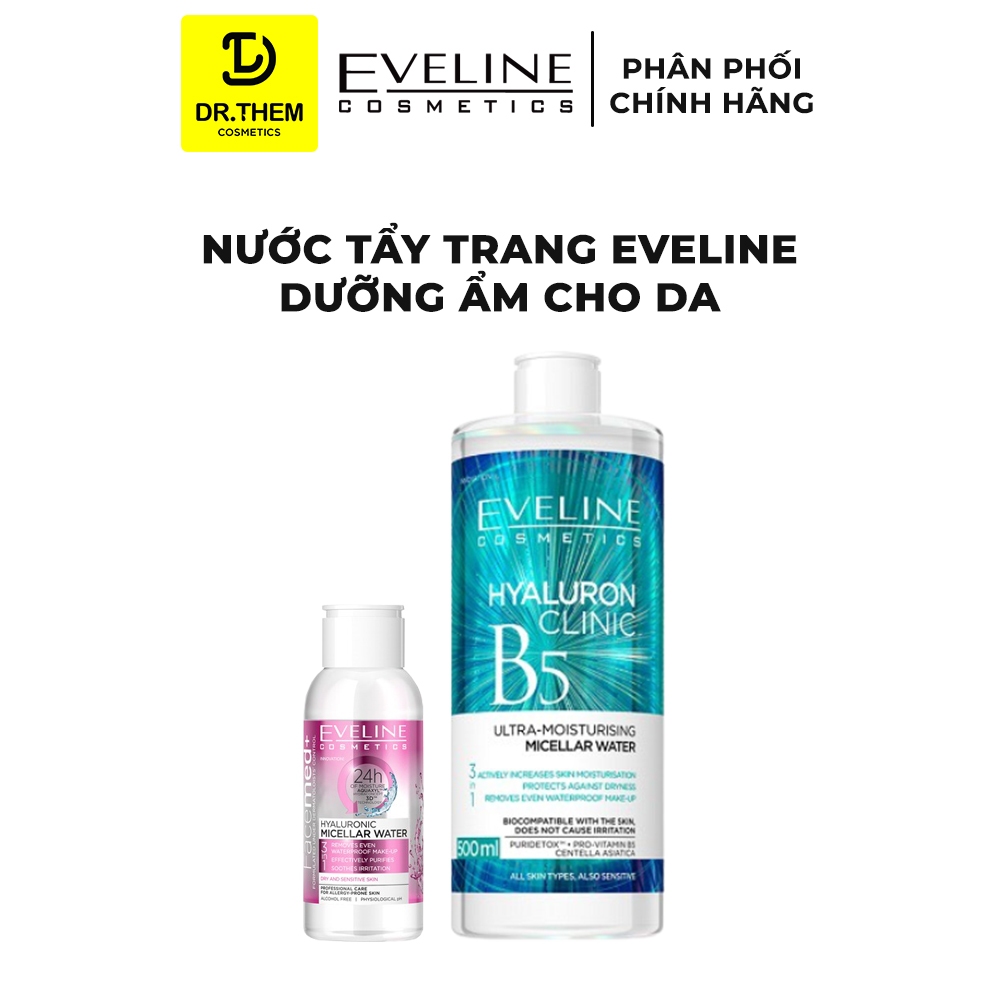 Nước Tẩy Trang Eveline Hyaluron Clinic B5 Ultra Moisturising Micellar Water Dưỡng Ẩm Cho Da 500ml - Dr Thêm- Dr Thêm