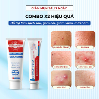   COMBO SẠCH MỤN  Sữa Rửa Mặt + Gel Chấm Mụn Dermatidem Làm Sạch Sâu Giảm Viêm Giảm Mụn Hiệu Quả 