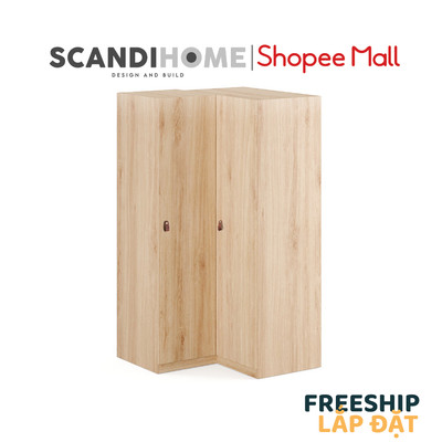 ZOOM, Tủ quần áo tiết kiệm không gian cửa trơn WAR_019, 111x111x201cm, tủ đựng quần áo Scandi Home