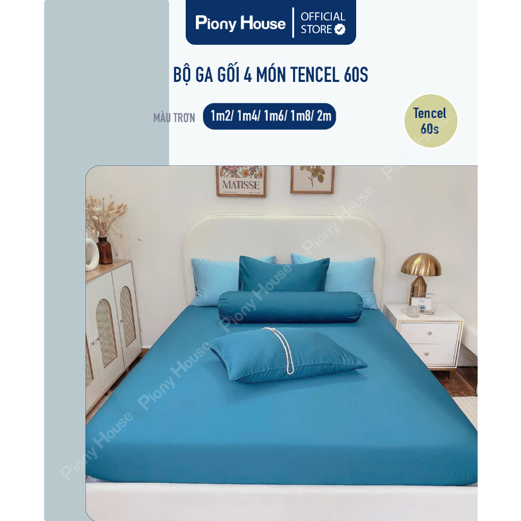 Ga giường Piony bo thun Lụa Tencel cao cấp mềm mát không xù lông 1m6 x 2m, 1m8 x 2m