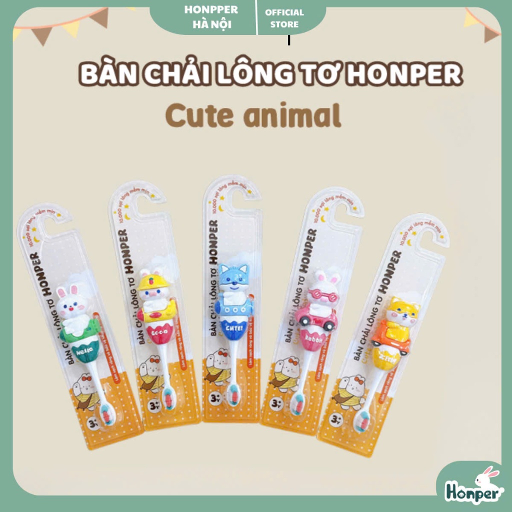 Bàn chải lông tơ HONPER cute animal cho bé
