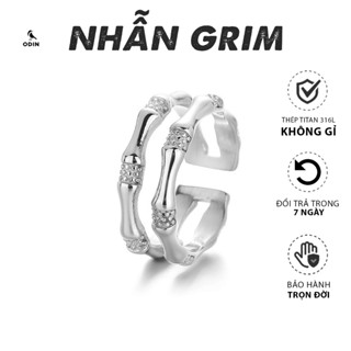  Nhẫn nam ODIN Grim-Thiết kế Streetwear phá cách - Freesize cho mọi cỡ tay - Thép Titan 316L không gỉ 