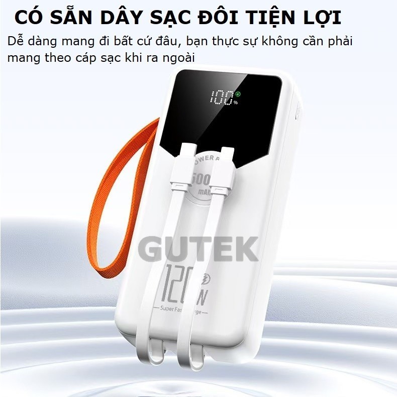 Pin Sạc dự phòng dung lượng 50000mAh Gutek GT230 sạc nhanh 22,5W có dây cắm sạc nhiều điện thoại | BigBuy360 - bigbuy360.vn