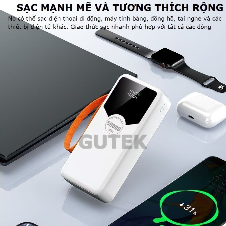 Pin Sạc dự phòng dung lượng 50000mAh Gutek GT230 sạc nhanh 22,5W có dây cắm sạc nhiều điện thoại | BigBuy360 - bigbuy360.vn