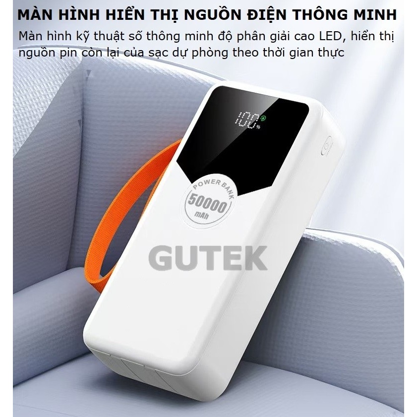 Pin Sạc dự phòng dung lượng 50000mAh Gutek GT230 sạc nhanh 22,5W có dây cắm sạc nhiều điện thoại | BigBuy360 - bigbuy360.vn