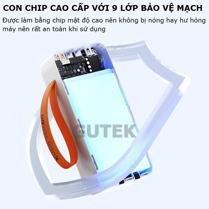 Pin Sạc dự phòng dung lượng 50000mAh Gutek GT230 sạc nhanh 22,5W có dây cắm sạc nhiều điện thoại | BigBuy360 - bigbuy360.vn