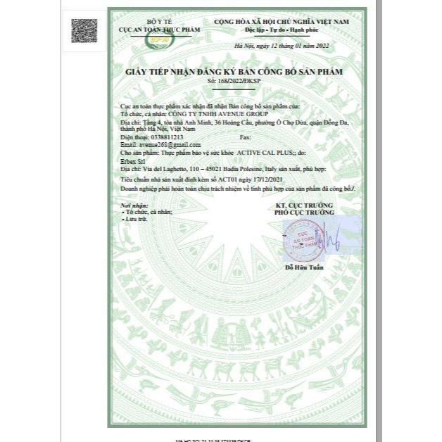 [CHÍNH HÃNG] Canxi hữu cơ D3K2 Active Cal Plus(60 viên)hỗ trợ phát triển chiều cao, giảm loãng xương